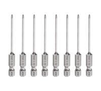 HARFINGTON 8pcs #0 Phillips Screwdriver Bit PH0 1/4" Hex Shank 2.6" (65mm) Long 0.08" Rod Magnetic Cross Head Drill Bits S2 Steel Industrial Screw Driver for Electric Power Tools, Gray