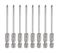 HARFINGTON 8pcs #0 Phillips Screwdriver Bit PH0 1/4" Hex Shank 3" (75mm) Long 0.1" Rod Magnetic Cross Head Drill Bits S2 Steel Industrial Screw Driver for Electric Power Tools, Gray
