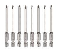HARFINGTON 8pcs #1 Phillips Screwdriver Bit PH1 1/4" Hex Shank 3" (75mm) Long 0.16" Rod Magnetic Cross Head Drill Bits S2 Steel Industrial Screw Driver for Electric Power Tools, Gray