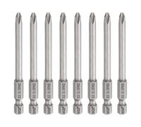 HARFINGTON 8pcs #2 Phillips Screwdriver Bit PH2 1/4" Hex Shank 3" (75mm) Long 0.2" Rod Magnetic Cross Head Drill Bits S2 Steel Industrial Screw Driver for Electric Power Tools, Gray