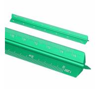 HARFINGTON Architectural Scale Ruler, 7 Inch Metric Aluminum Alloy Architect Triangular Large Scale Laser-Etched Blueprint Drafting Ruler for Architects Engineers, Green