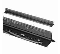 HARFINGTON Architectural Scale Ruler, 7 Inch Metric Aluminum Alloy Architect Triangular Small Scale Laser-Etched Blueprint Drafting Ruler for Architects Engineers, Black