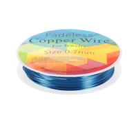 HARFINGTON Artistic Wire 10ft Length 21 Gauge Brass Craft Jewelry Wrapping Wire Tarnish Resistant Beading String for Jewelry Making Supplies Crafting, Blue