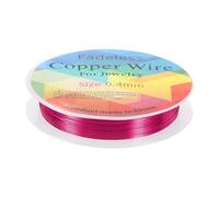 HARFINGTON Artistic Wire 30ft Length 26 Gauge Brass Craft Jewelry Wrapping Wire Tarnish Resistant Beading String for Jewelry Making Supplies Crafting, Rose Red