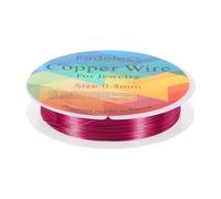 HARFINGTON Artistic Wire 49ft Length 28 Gauge Brass Craft Jewelry Wrapping Wire Tarnish Resistant Beading String for Jewelry Making Supplies Crafting, Rose Red