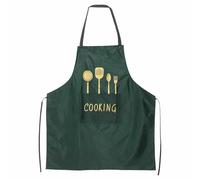 HARFINGTON Bib Apron 72x65cm Unisex Restaurant Kitchen Cooking Aprons Non-Adjustable Machine Washable Chef Aprons with 2 Pockets for BBQ Painting Drawing Craft, Dark Green, Dark Green, 28.35" x 25.59"