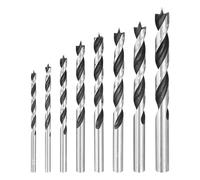 HARFINGTON Brad Point Drill Bit Set 3/4/5/6/7/8/9/10mm Dia Straight Round Shank Metric Brad Point Spiral Twist Drill Bits for Softwood Hardwood Plywood Plastic Rubber, Silver Tone