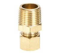 HARFINGTON Brass Compression Tube Pipe Fitting 5/16" OD x 3/8" NPT x 1.33" Male Thread Compression Union Connector Straight Coupling Adapter for Air Lines Oil Fuel Brake Lines