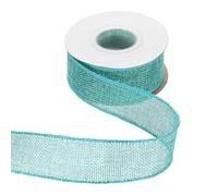 HARFINGTON Burlap Wired Ribbon 1-1/2" x 10 Yards Wired Edge Ribbon Cross Linen Woven Strap for Big Bow Wreath Holiday Parties Home and Outdoor Decoration, Island Blue