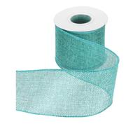 HARFINGTON Burlap Wired Ribbon 3" x 10 Yards Wired Edge Ribbon Cross Linen Woven Strap for Big Bow Wreath Holiday Parties Home and Outdoor Decoration, Island Blue