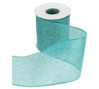 HARFINGTON Burlap Wired Ribbon 4" x 10 Yards Wired Edge Ribbon Cross Linen Woven Strap for Big Bow Wreath Holiday Parties Home and Outdoor Decoration, Island Blue