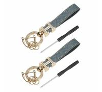 HARFINGTON Car Key Chain Ring Clip Leather Keychain Key Fob Wristlet Keychain with Anti-Lost D Ring Fit Women Men for Cars, Milk Ash Gold, 5.1"