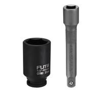 HARFINGTON Deep 6-Point Impact Socket 1/2" Drive 33mm Metric Socket 3" Length with 5" Long 1/2" Drive Socket Extension Bar Ratchet Wrench Driver Adapter Tool Set Kit for Hex Bolts Nuts