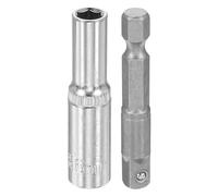 HARFINGTON Deep 6-Point Impact Socket 1/4" Drive 6mm Metric Socket 2" Length with 1/4" Hex Shank Adapter, CR-V Steel Socket Adapter Accessory Tool Set Kit for Hex Bolts Nuts