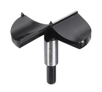 HARFINGTON Forstner Drill Bit 4"(100mm) Tungsten Carbide 3 Teeth 2 Flutes Wood Drilling Bit Hinge Cutter with 7/16" Hex Shank for Hardwood Softwood Plywood Woodworking Drilling