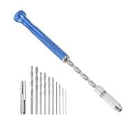 HARFINGTON Hand Drill 0.3mm-3mm Zinc Alloy Swivel Head Pin Vise Hand Drill | with Twist Bit Rotary Craft Tool Non-Slip Grip Handle Boxed for Jewelry Making DIY Crafts Keychain Miniature,Blue