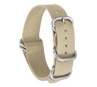 HARFINGTON Nylon Watch Band 18mm Single Pass Watch Straps Replacement Bands for Men Women with Silver Buckle, Beige (25mm)