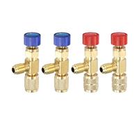 HARFINGTON R22-Refrigerant Charging Valve Set Safety Adapter 4Pcs | Safety Flow Control Ball Valve, for Air Conditioner Manifold, Blue/Red