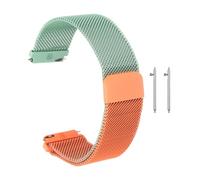 HARFINGTON Stainless Steel Mesh Watch Band with Magnetic Quick Release Buckle for Men and Women, Orange/Green, 18mm, Bracelet