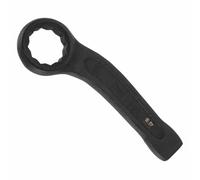 HARFINGTON Striking Wrench 32mm 45# Steel Spraying 6-Point Flat Strike Wrench Slogging Ring Spanner Bend Handle Box End Striking Tool for Automotive Repair Furniture Assembly, Black