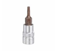 HARFINGTON T10 Torx Bit Socket 1/4" Square Drive Metric S2 & CR-V Steel Socket Ratchet Wrench Industrial Grade Bits, Silver Red