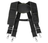 HARFINGTON Tool Belt Suspenders with 4 Attachment Loops Magnetic Wristband Movable Phone Holder Pencil Holder for Framer Carpenter Electrician Tool Belt, Black/Red