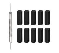 HARFINGTON Watch Strap Loop Rubber Watch Holder with Spring Bar Tool, Black, 28 mm, Modern