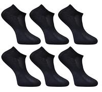 Hari Deals Mens Cotton Rich Sport Trainer Ankle Socks (Black Plain 6 Pairs)