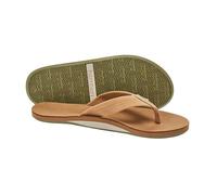 Hari Mari Fields - Men's Premium Leather Flip Flops - Sandals with Comfortable Leather Straps and Arch Support - Beach Shoes for Men, Tan/Olive, 10.5 UK