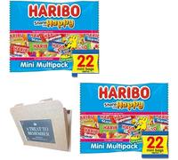 Haribbo Share The Happy Mini Bags Multipack - 44 Mini Bags Haribbo (2 Pack of 22 Mini Haribbo Bag) - Halloween, Birthday or Party Treats