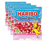 HARIBO Balla Bites Strawberry 140g Sharebag - Chewy Fruit Flavour Candy Sweets - Soft Strawberry Bites (Pack of 4)