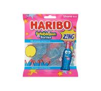 HARIBO Bubblegum Bottles Zing, Sweet & Sour Gums, 160g (Pack of 12)