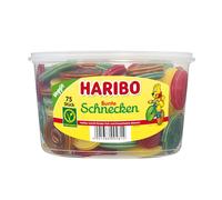 Haribo Colorful Snails 75 Pieces Gummy Candy Round Container 1200g