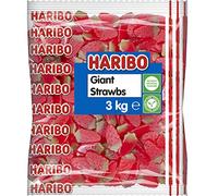 Haribo Sweets Giant Strawbs – Vegetarian, 3 kg Bulk Bag – Pack of 1