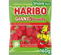 HARIBO Giant Strawbs - Fruity and Chewy Gummy Strawberries - 160g Share Size