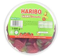 Haribo Giant Strawbs Strawberry Bulk Sweets, 4kg (4 x 1kg tubs)