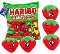 Haribo Giant Strawbs Strawberry Sweets Plushies Zip up Cushion Squashies Toys