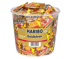 Haribo Gold Bears 100 Mini Bags in Practical Storage Tin 980g