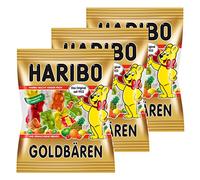 HARIBO Gold Bears Mini Pack of 3 Rubber Toy Bear Wine Gum, Fruit, Bag in Bag