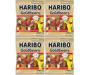 Haribo Goldbears Share Size Bag Pouch, 160g (Pack of 4)
