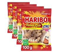 HARIBO Halal Happy Cola Zing Fizzy Cola Flavour Gums (Pack of 4)