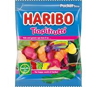 HARIBO Halal Tropifrutti 100g Pocketsize - Fruit Flavour Gums - Halal Gummy Sugar Candy Sweets