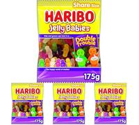 Haribo Jelly Babies Double Trouble Sweets Bag, 175g (Pack of 4)