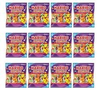HARIBO Jelly Beans with 6 Delicious Fruit Flavours, Sugar Coated Gums Loved by All Ages, Vegan-Friendly, 140g (Pack of 12)