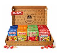 Haribo Mini Bags 50 Pack Sweet Gummy Selection | Box Birthday Present Gift | 50 Mini Bag Gift Set - Includes Starmix, Supermix, Giant Strawbs & Tangfastics | Fruity & Fizzy Gummy Multipack