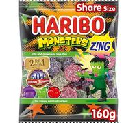 HARIBO Monsters Zing Halloween Sour Fizzy Sweets Sharing Bag 160g
