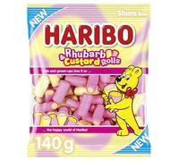 HARIBO Rhubarb & Custard Sharebag 140g - Bulk Pack of 12 - Classic Sugar Candy Sweets - Fruity & Creamy Flavour Treats
