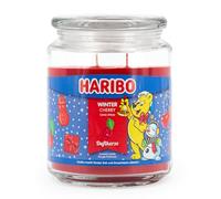 Haribo Winter Cherry Scented Candle in Glass with Lid | Long Burning Time (100 h) | Large (510 g) | Gifts for Christmas