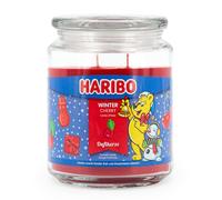 Haribo Winter Cherry Scented Candle in Glass with Lid | Long Burning Time (100 h) | Large (510 g) | Gifts for Christmas