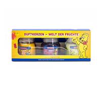Haribo™ Scented Candle Gift Set, 3-Piece Set in Glass Jars, 85 g Each, Paraffin Wax, Gift idea, red/Yellow/Purple